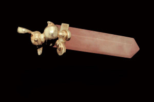 925 Sterling Silver 50mm Rose Quartz Healing Crystal Point Pendant [y814b]