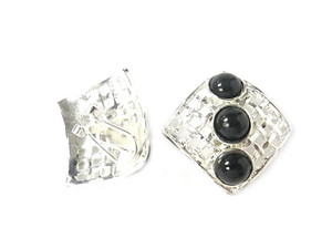 925 Sterling Silver 30mm Black Onyx Earring [y806a]