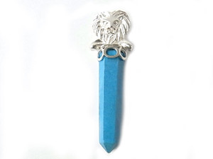925 Sterling Silver 55mm Turquoise Howlite Healing Crystal Point Pendant [y737-d21]