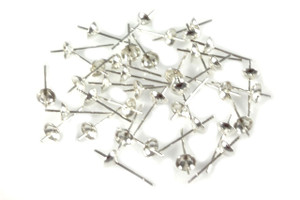 925 Sterling Silver 4mm Cup + 0.5mm Pin Earstud 4pcs. [y700h]