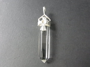 925 Sterling Silver 50mm Crystal Healing Crystal Point Pendant [y809h]