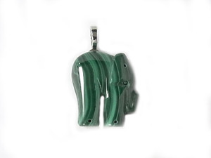 30mm A Grade Green Malachite Elephant Pendant [y502d]