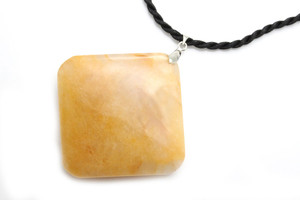 60mm Golden Jade Diamond Shape Pendant with Black Satin Cord (B Grade) [y693ar]