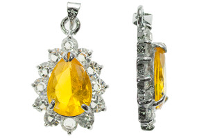 18x26mm Yellow Topaz Teardrop Rhinestone Pendant [y104h]