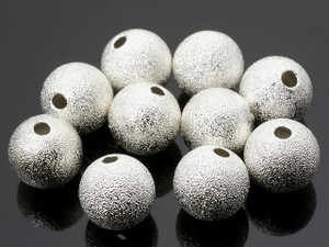 10mm Brass Silver Dust Round Bead 25 pcs. [y683a]