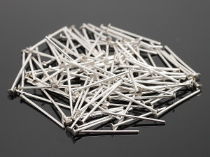 20mm 3/4" Metal Silver Plated Headpin (Thick 0.7mm 0.29", Head 2mm 0.08") 35pcs. [y367a]