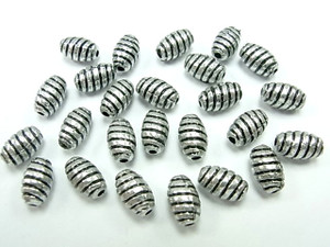 6x9mm Silver Plated Plastic Swirl Beads 30pcs. [y519k]