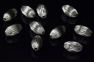 7x12mm Oval Melon Brass Silver Plated Beads, 20pcs. [y111f]