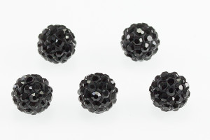 8mm Disco Pave Jet Black Crystal Beads 5pcs. [y403d]