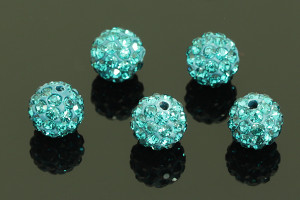 8mm Disco Pave Teal Crystal Beads 5pcs. [y405f]