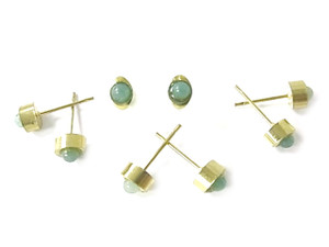 6mm Aventurine Oval Designer Earring [y267a]