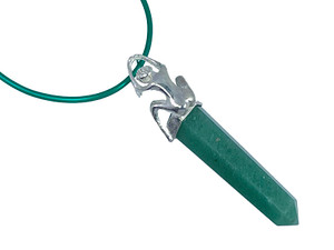 925 Sterling Silver 50mm Aventurine Healing Crystal Point Pendant [y730-b2]