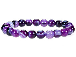 6mm Purple Banded Agate Elastic Bracelet 7.5" dyed [b2f24]