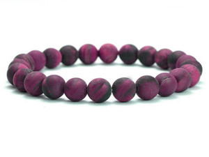 10mm Pink Tiger Eye Elastic Bracelet 7.5" dyed [b4g3f]