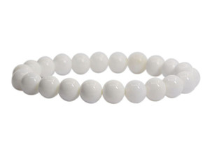 10mm Matte White Obsidian Elastic Bracelet 7.5" natural [b4b98m]