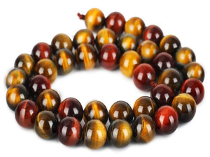 10mm Golden & Red Tiger Eye Round Beads 15.5" heated [10g3s]