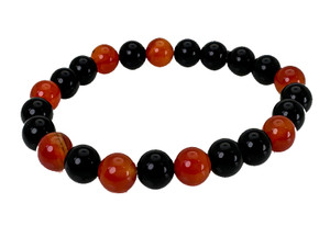 10mm Red Agate + Black Agate Bracelet 7.5" [b4s34a]