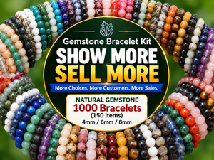Gemstone Bracelets Kit 1000 strands (5-10 each). Each Gemstone with a hanging Gemstone ID tag print your company name and packed with pouch bag.