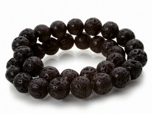 10mm Volnolack Lava Round Beads 15.5" natural [10d50]