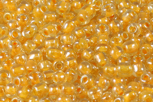 Seed bead 4mm 6/o 160pcs, Inside Line Peach [g99r]