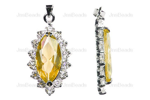 18x33mm Yellow Oval Marquise  Rhinestone Pendant