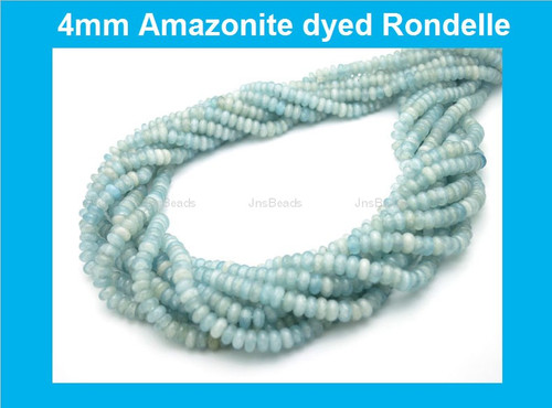 4mm Amazonite Dyed Rondelle Beads 15.5"