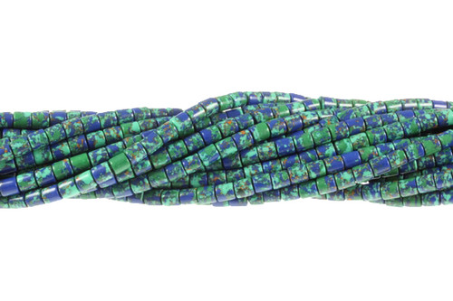4x4mm Azurite Malachite Tube Beads 15.5" synthetic [s1f1-4t]