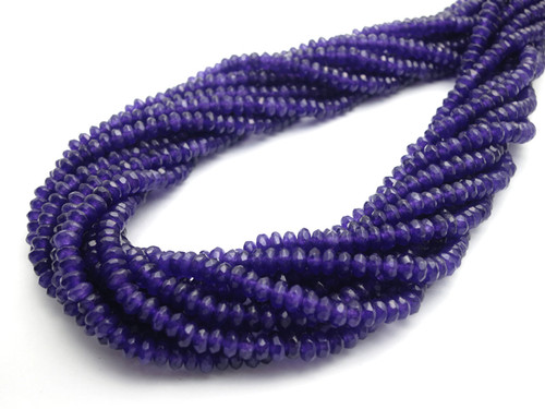 4mm Amethyst Faceted Rondelle Beads 15.5" natural dyed [sc1d11]