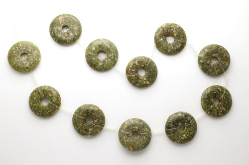 25mm Epidot Donuts Beads 15.5" 10pcs. [s371e]