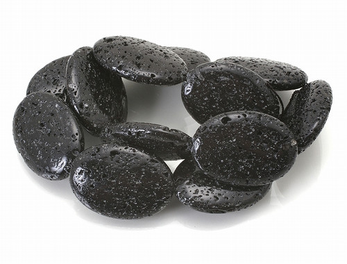 13x18mm Black Lava Puff Oval Beads 15.5" natural [s410]