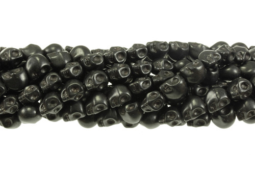 10x8mm Black Magnesite Skull Beads 15.5" [t178k]