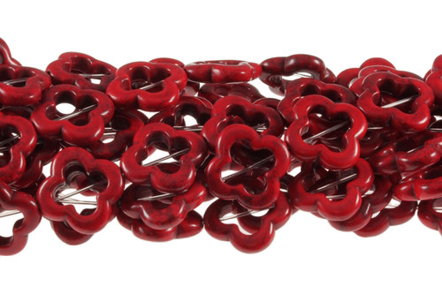 20x20mm Red Magnesite Star Flower Beads 15.5" [t351r]