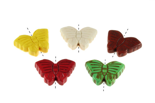 20x24mm Mix Magnesite Butterfly Beads 5pcs(6mm Thick) [t358x5]