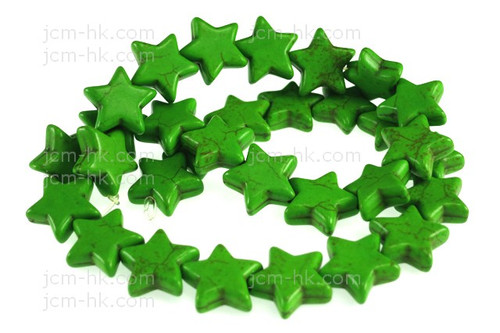 16mm Green Magnesite Star Beads 15.5" [t370g]