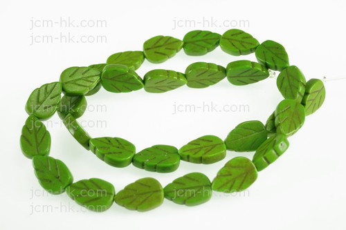 8x12mm Green Magnesite Leaf Beads 15.5" [t372g]