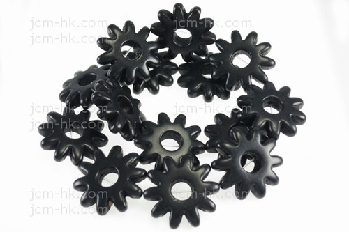 28x8mm Black Magnesite Sunflower Beads 15.5" 14pcs. [t404k]