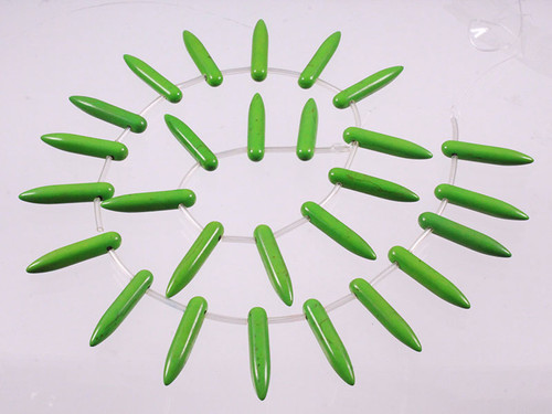25x5mm Green Magnesite Egyptian Stick Beads 14pcs per set [t430g]