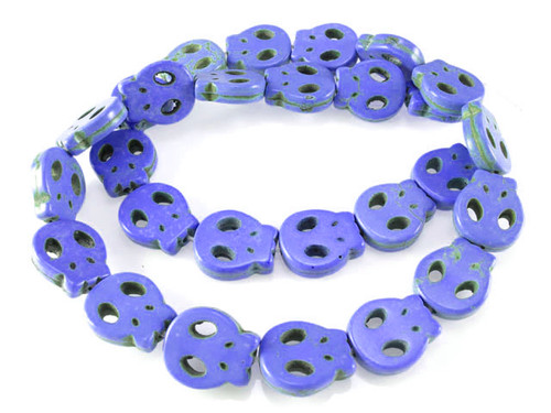 13x15mm Lapis Magnesite Skull Beads 15.5" [t448l]