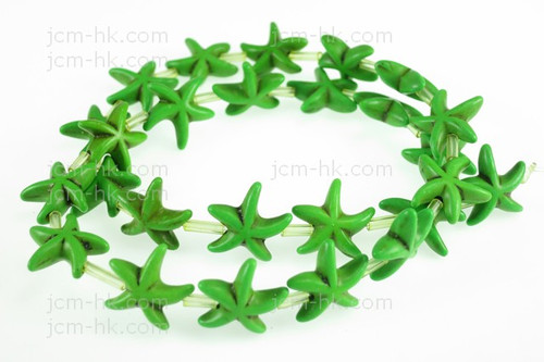 15mm Green Magnesite Star Fish Beads 15.5" [t451g]