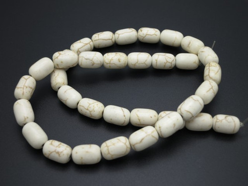 8x12mm White Magnesite Drum Beads 15.5" [t454w]