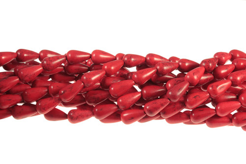 8x15mm Red Magnesite Teardrop Beads 15.5" [t462r]