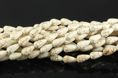 8x15mm White Magnesite Teardrop Beads 15.5" [t462w]