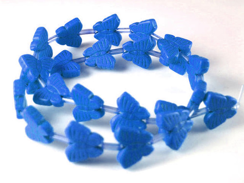 13x15mm Lapis Magnesite Butterfly Beads 15.5" [t465l]