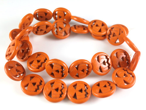 15mm Orange Magnesite Halloween Pumpkin Beads 15.5" [t470h]