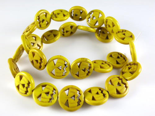 15mm Yellow Magnesite Halloween Pumpkin Beads 15.5" [t470y]