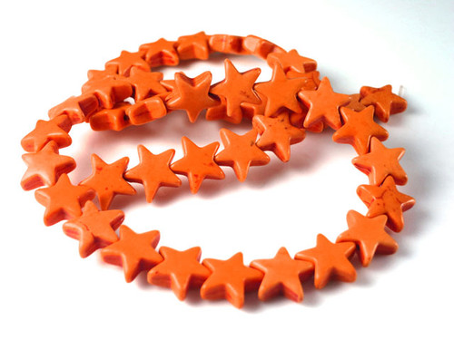 12mm Orange Magnesite Star Beads 15.5" [t472h]