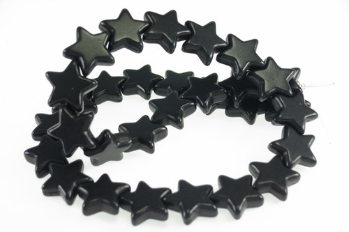 12mm Black Magnesite Star Beads 15.5" [t472k]