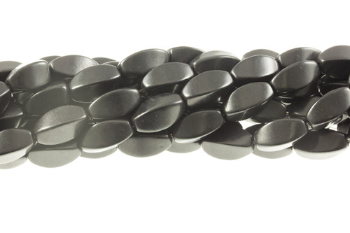 9x18mm Black Magnesite Twisted Beads 16" [t479k]