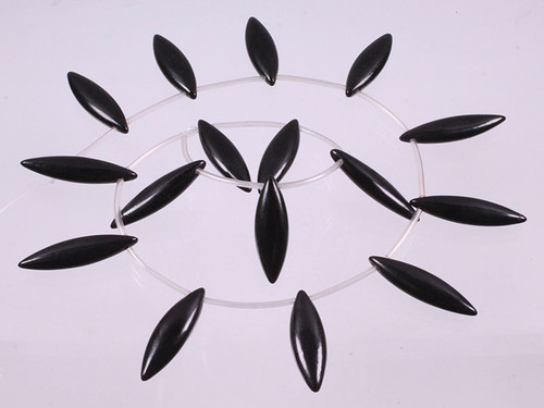 28x8mm Black Magnesite Marquise Briolette Beads 10pcs per set [t481k]