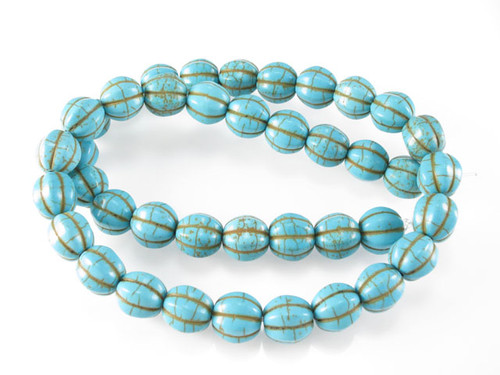 10mm Blue Magnesite Round Rope Beads 15.5" [t511b]